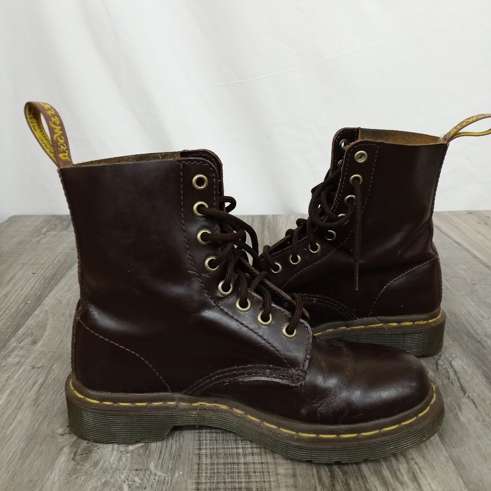 Doc Martens Pascal Boots Chocolate Brown Combat Moto Boots Chunky Sole